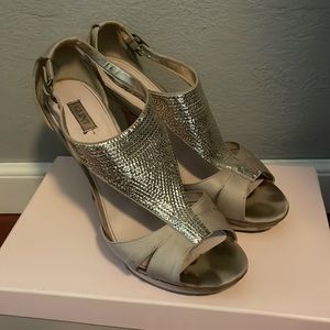 Beige Gold sequins Glint high heel Shoes